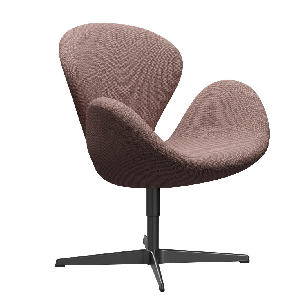 Fritz Hansen Swan Lounge Stuhl, schwarzer lackiert/re Woll weiches Rosa/natürlich