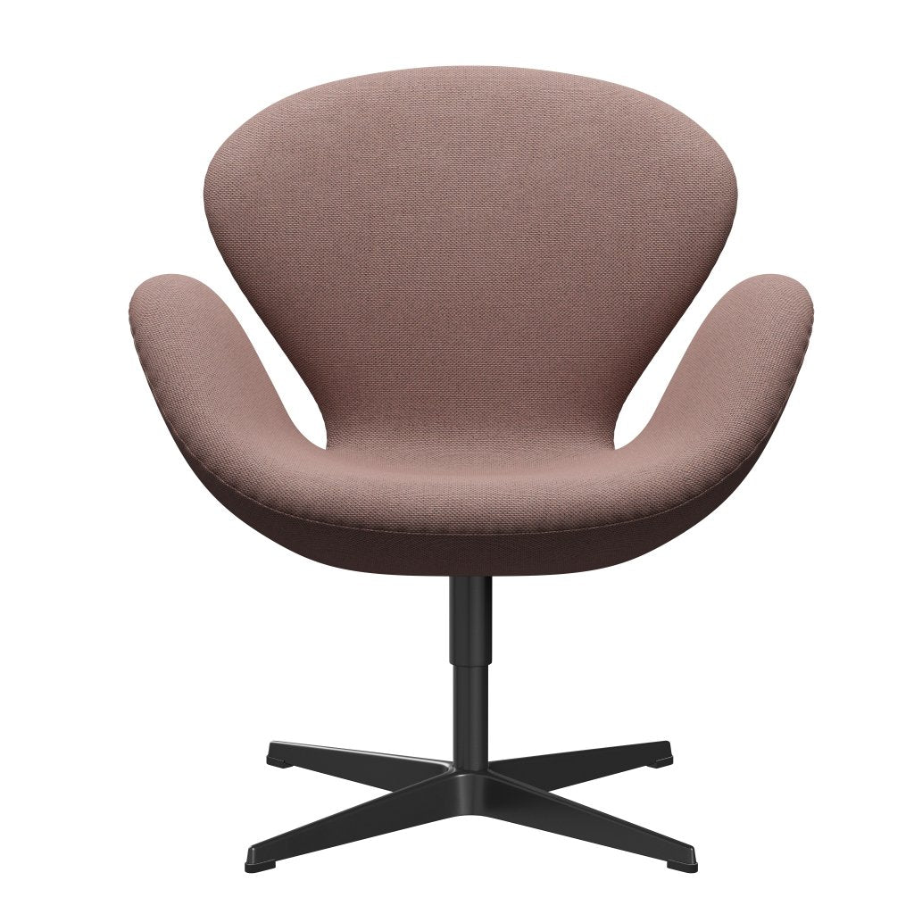Fritz Hansen Swan Lounge -stol, svart lackerad/re ullmjuk rosa/naturlig
