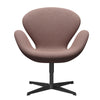 Fritz Hansen Swan Lounge Stuhl, schwarzer lackiert/re Woll weiches Rosa/natürlich