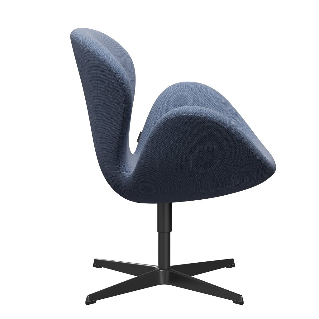 Fritz Hansen Swan Lounge -stoel, zwart gelakt/rime blauw/wit