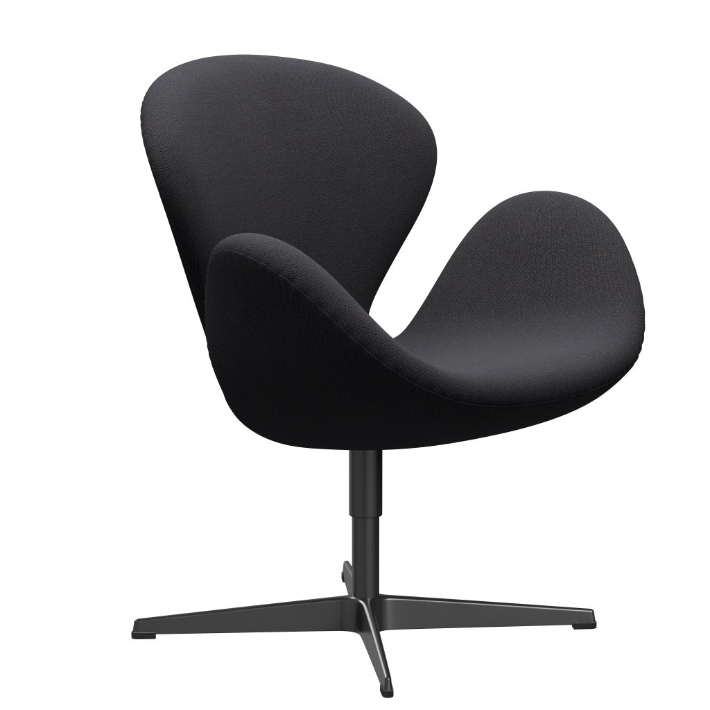 Fritz Hansen Swan休息室椅子，黑色漆/边缘棕色/深蓝色