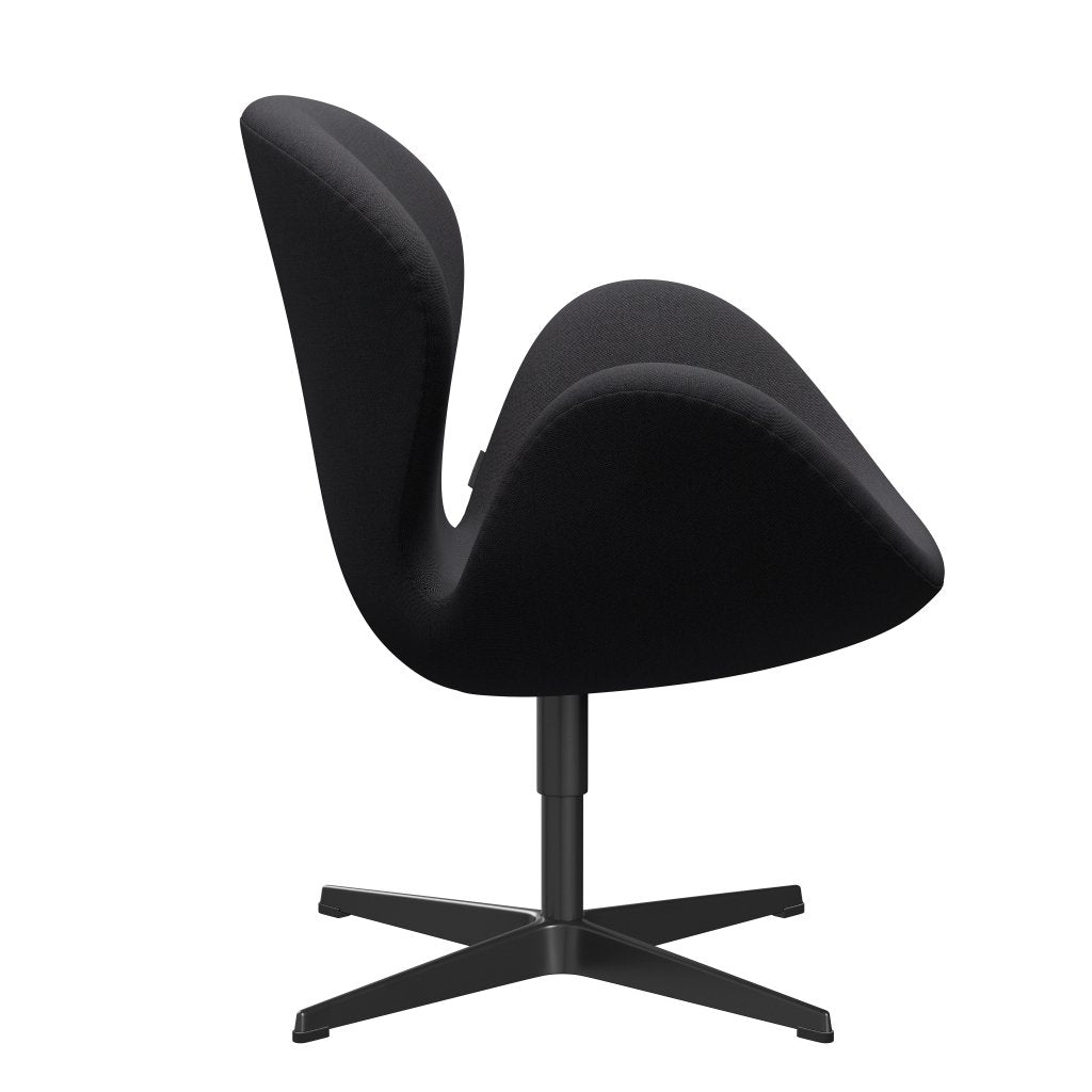 Fritz Hansen Swan休息室椅子，黑色漆/边缘棕色/深蓝色