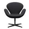 Fritz Hansen Swan Lounge Stuhl, schwarz lackierte/felgen braun/dunkelblau