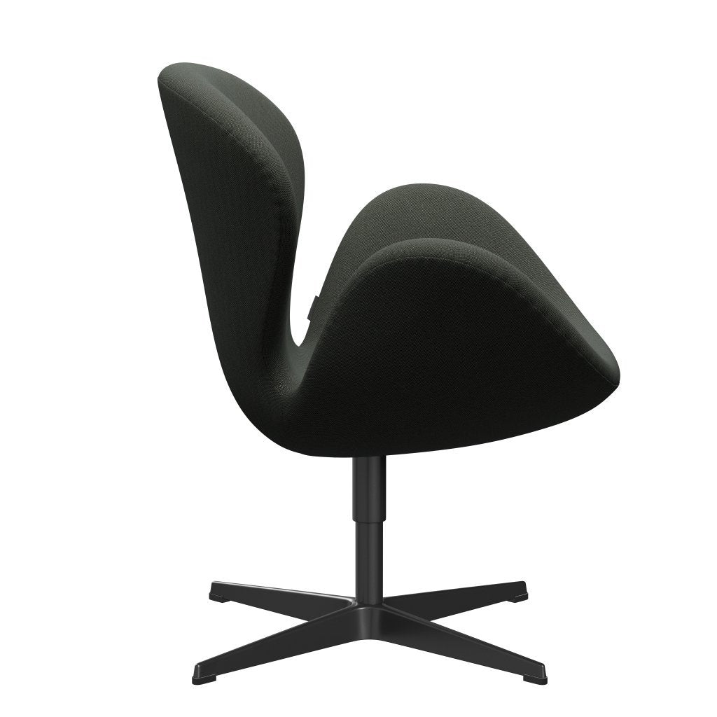 Fritz Hansen Swan Lounge Stuhl, schwarzer lackierter/Rimebraun/Moosgrün