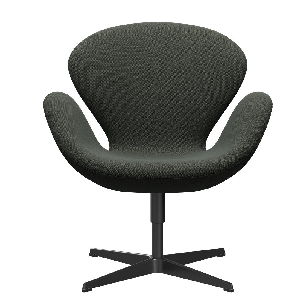 Fritz Hansen Swan Lounge -stol, svart lackerad/rime brun/mossgrön