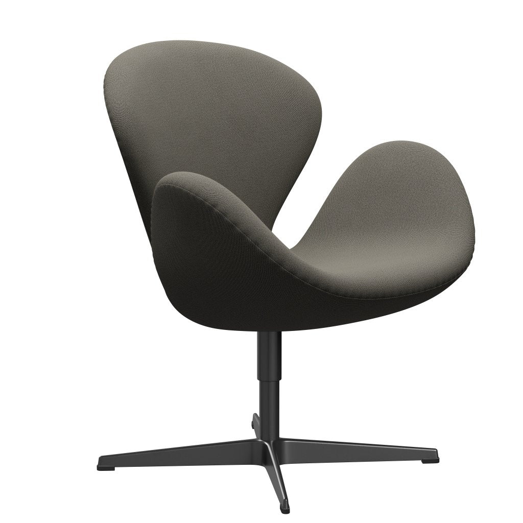 Fritz Hansen Swan Lounge -stoel, zwart gelakte/velgen donkergrijs/beige