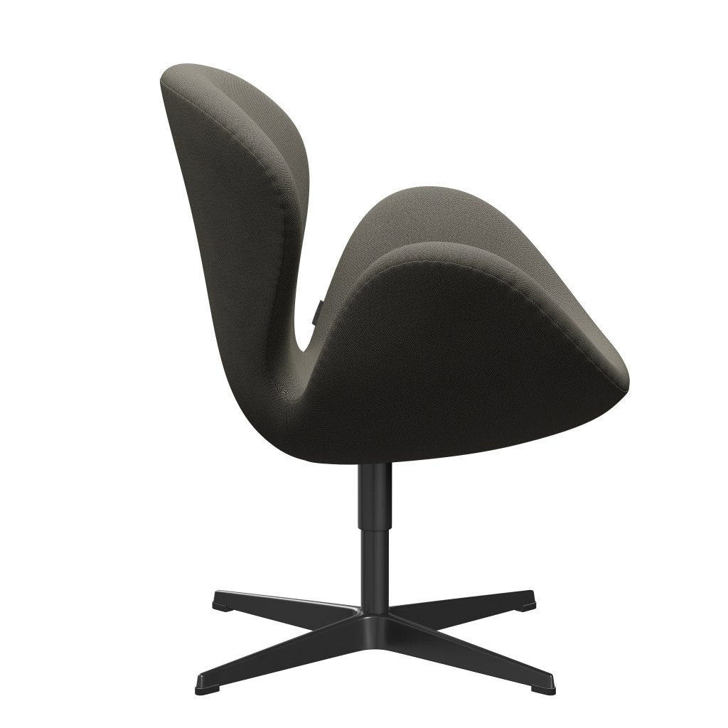 Fritz Hansen Swan Lounge -stol, svart lakkert/felger mørk grå/beige
