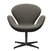 Fritz Hansen Swan休息室椅子，黑色漆/边缘深灰色/米色
