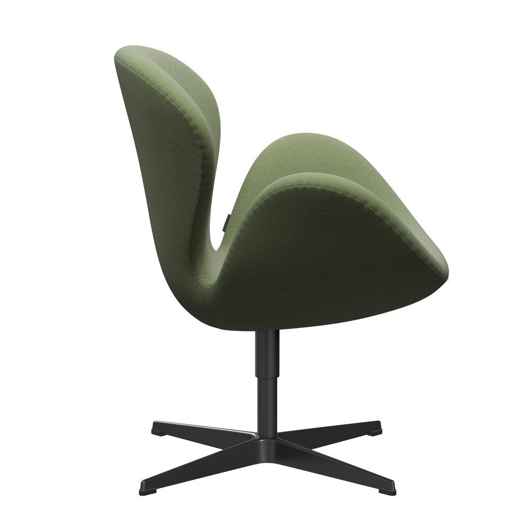 Fritz Hansen Swan休息室椅子，黑色漆/Rime绿色/白色