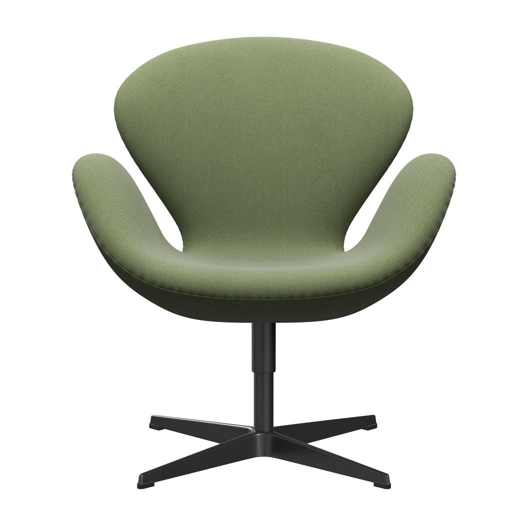 Fritz Hansen Swan Lounge -stol, svart lackerad/rime grön/vit
