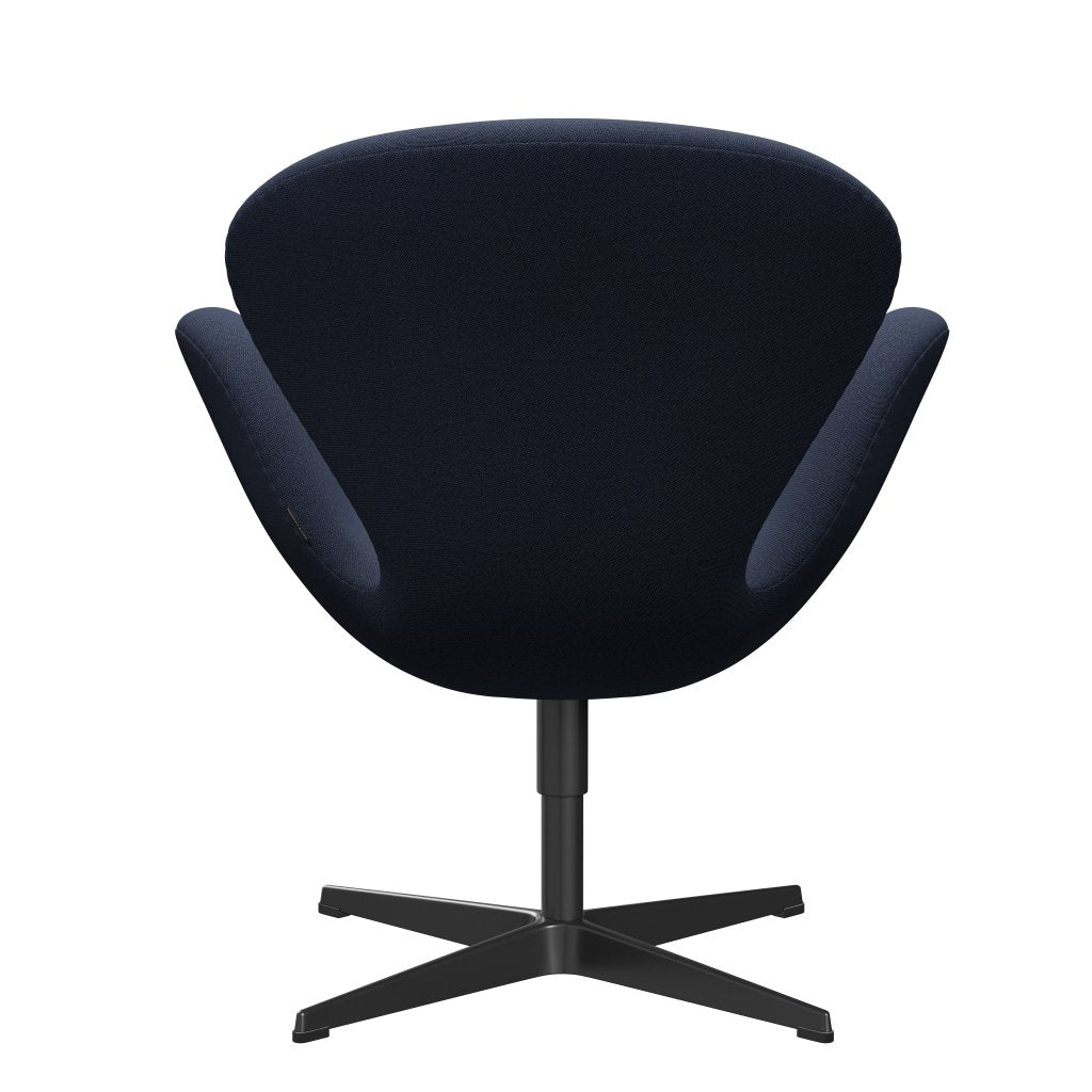 Fritz Hansen Swan休息室椅子，黑色漆/rime浅蓝色/棕色