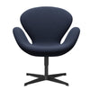 Fritz Hansen Swan休息室椅子，黑色漆/rime浅蓝色/棕色