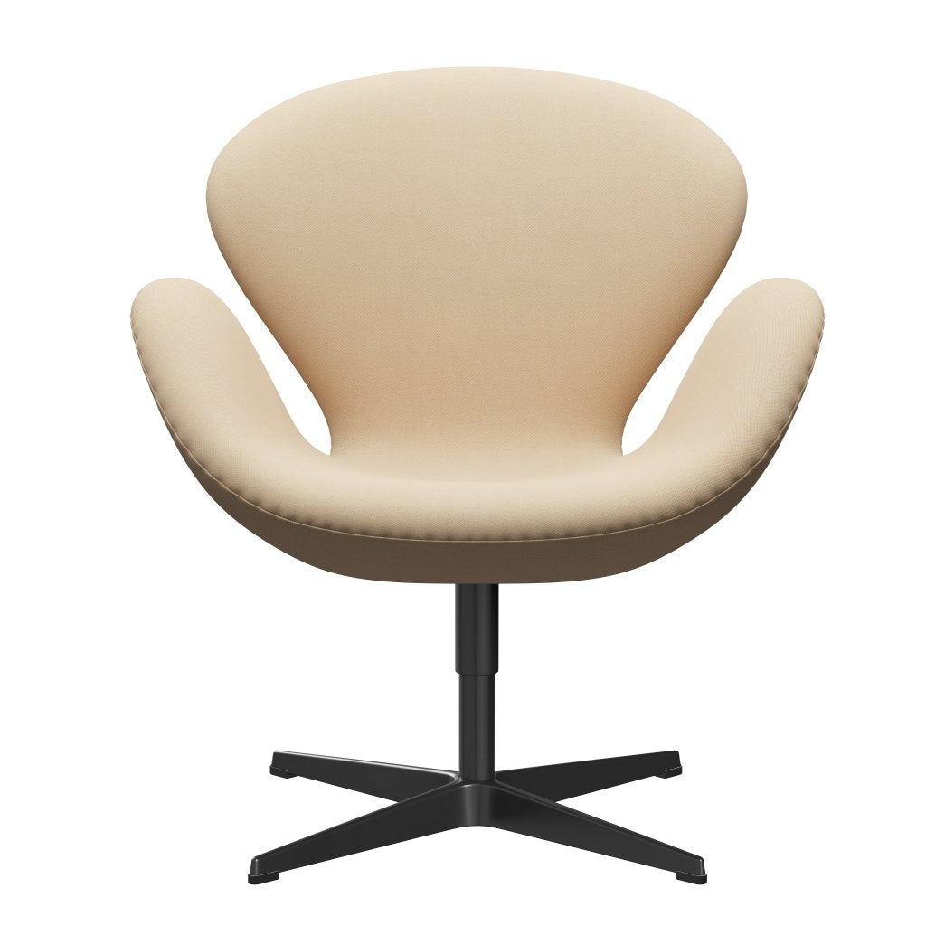 Fritz Hansen Swan Lounge Stuhl, schwarzer lackierter/Rimewolle weiß