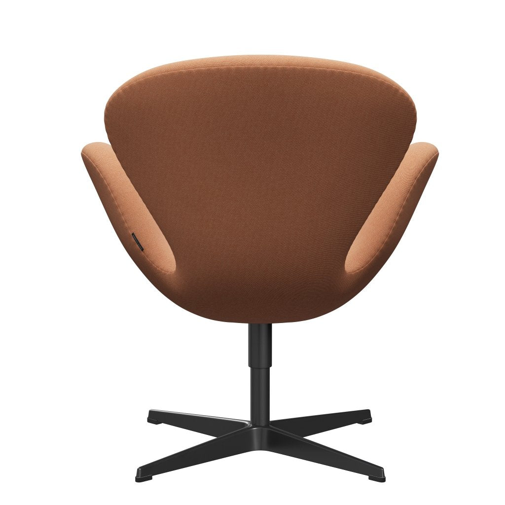 Fritz Hansen Swan Lounge -stoel, zwart gelakte/rime delicate oranje/wit