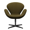 Fritz Hansen Swan Lounge Stuhl, schwarzer lackierter/Steelcut Army Green