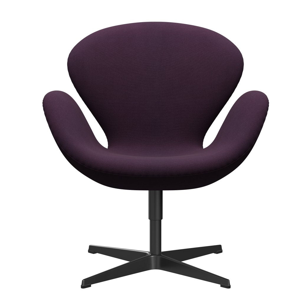 Fritz Hansen Swan休息室椅，黑色漆/钢丝中紫罗兰色