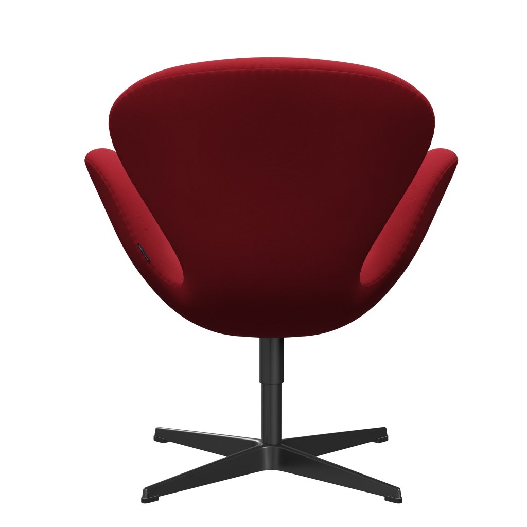 Fritz Hansen Swan Lounge Chair, Black Lackered/Steelcut Standard/Light Dark Red