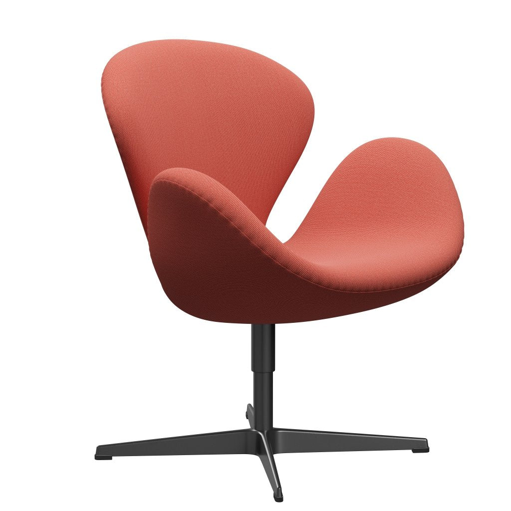 Fritz Hansen Swan休息室椅，黑色漆/钢丝三重奏粉红色/橙色