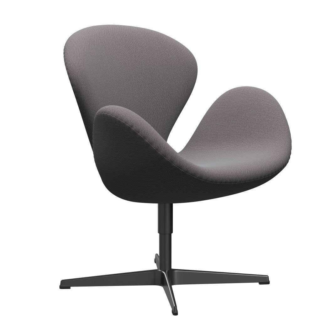 Fritz Hansen Swan休息室椅，黑色漆/钢丝三重奏软蓝/棕色/黑色