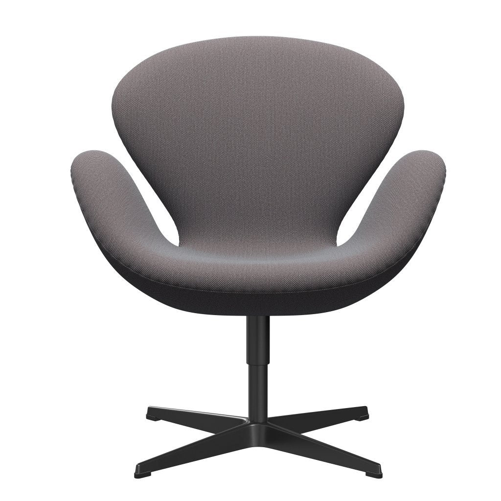 Fritz Hansen Swan休息室椅，黑色漆/钢丝三重奏软蓝/棕色/黑色