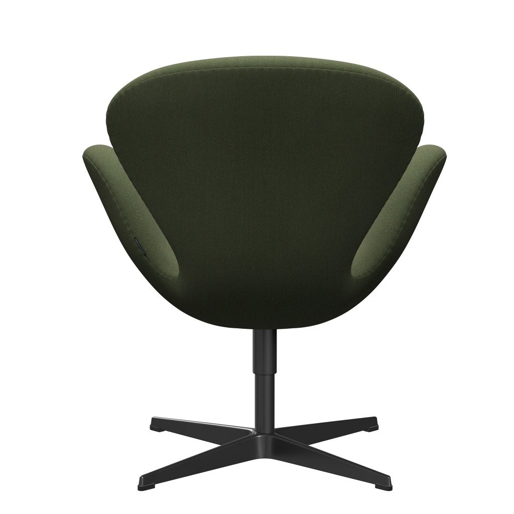 Fritz Hansen Swan休息室椅，黑色漆/钢丝三重奏软绿色