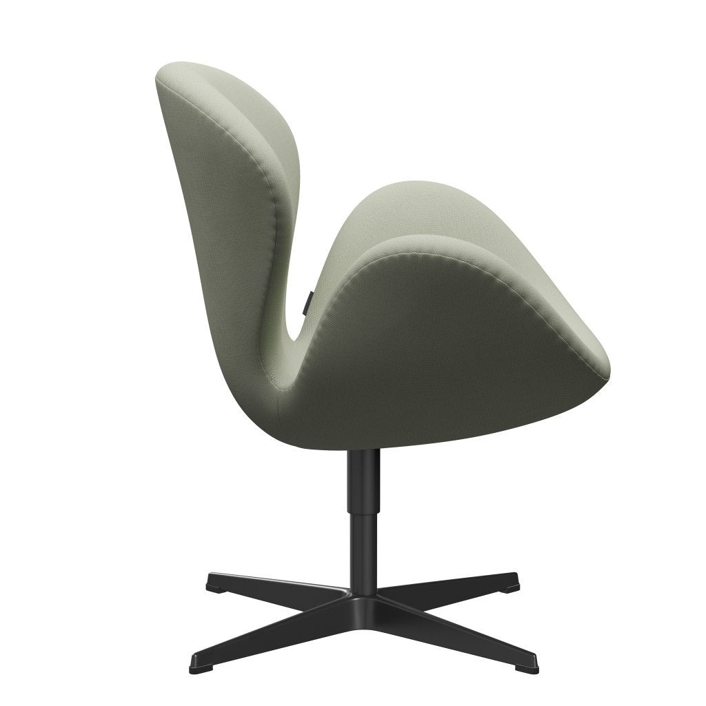 Fritz Hansen Swan Lounge Stuhl, schwarzer lackiertes/stahlcut türkisfarbenes Licht