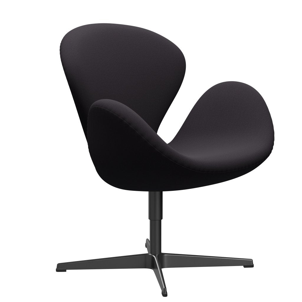 Fritz Hansen Swan Lounge Chair, Black Lackered/Steelcut Violet Dark