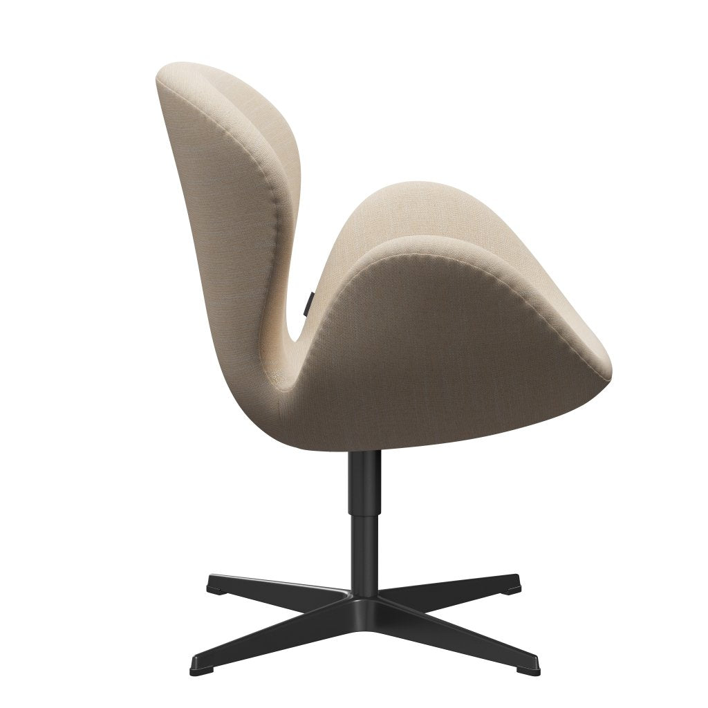 Fritz Hansen Swan Lounge Stuhl, schwarze lackierte/sunniva creme/sand