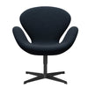 Fritz Hansen Swan休息室椅子，黑色漆/逊尼加深蓝色
