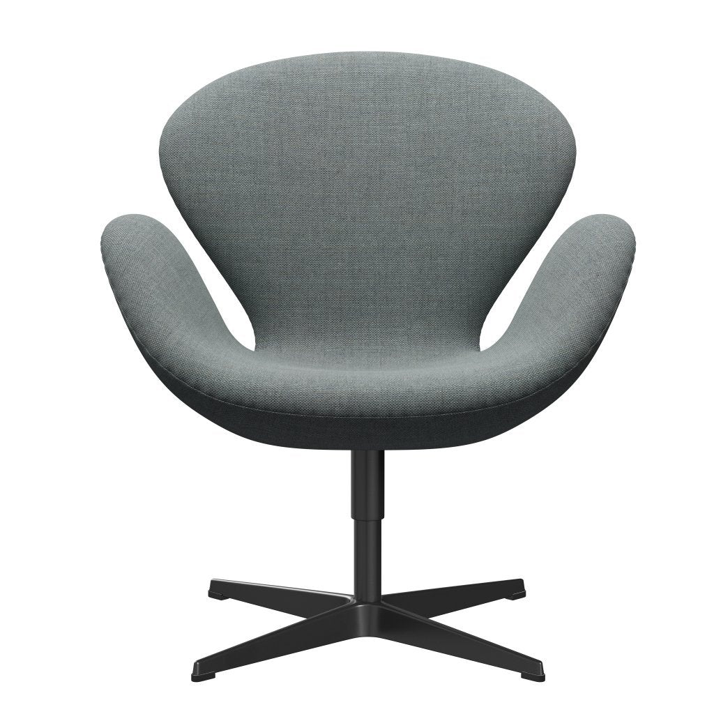Fritz Hansen Swan Lounge -stol, svart lackerad/sunniva grå/blekgrön