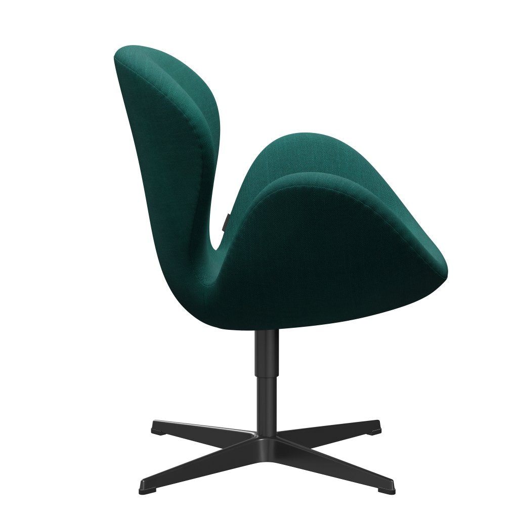 Fritz Hansen Swan Lounge Stuhl, schwarzer lackierter/sunniva grün