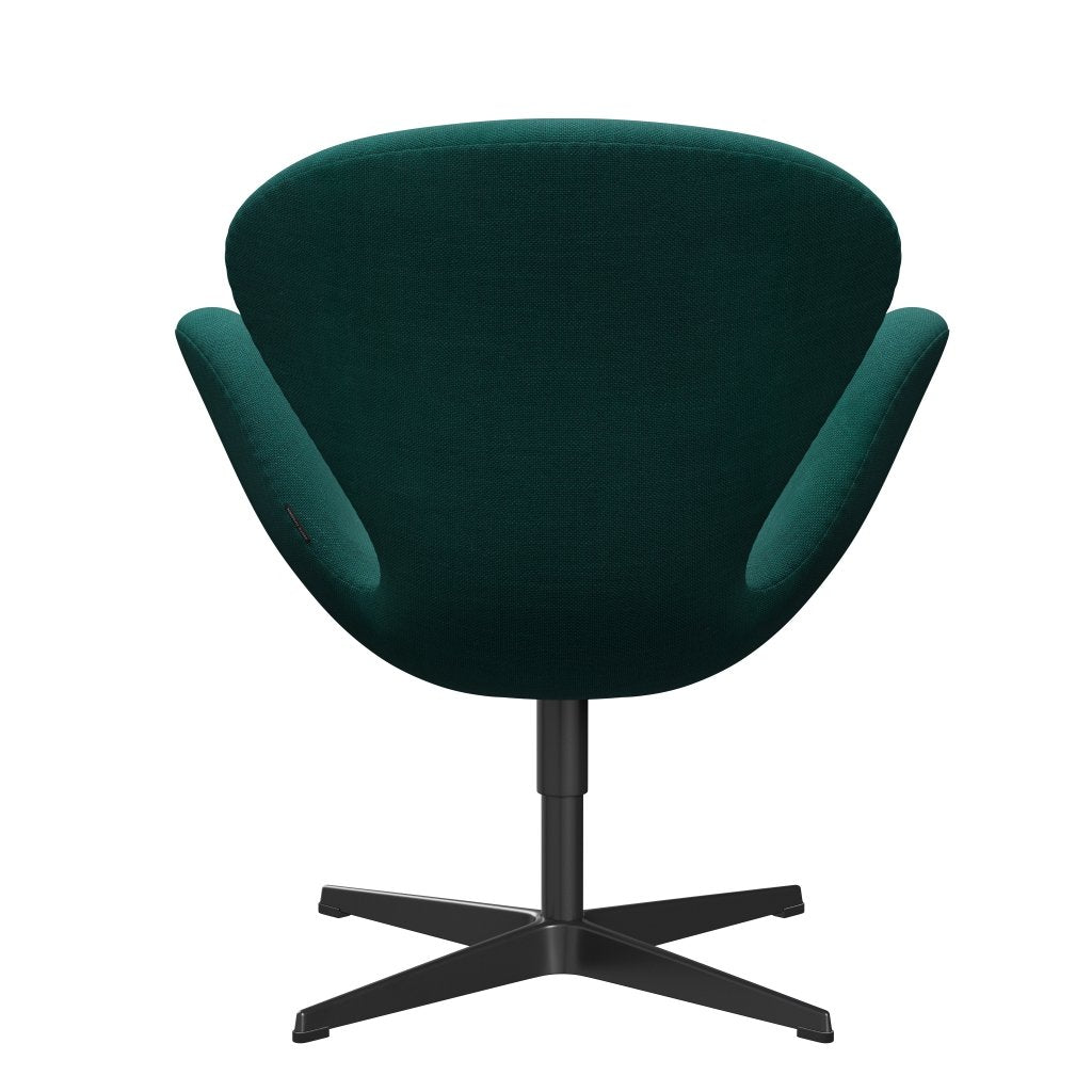 Fritz Hansen Swan Lounge Stuhl, schwarzer lackierter/sunniva grün
