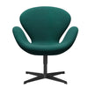 Fritz Hansen Swan休息室椅子，黑色漆/逊尼加绿色