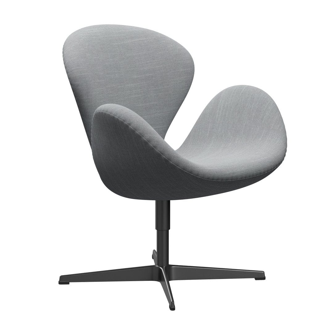 Fritz Hansen Swan Lounge stoel, zwart gelakt/sunniva lichtgrijs/lichtblauw
