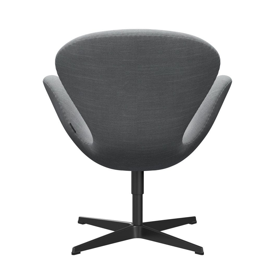 Fritz Hansen Swan休息室椅子，黑色漆/逊尼加浅灰色/浅蓝色