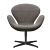 Fritz Hansen Swan Lounge -tuoli, musta lakattu/sunniva vaaleanvihreä/violetti