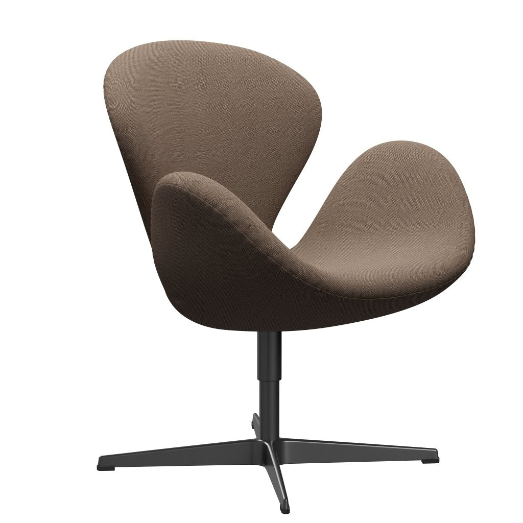 Fritz Hansen Swan Lounge Stuhl, schwarzer lackierter/Sunniva -Schokolade/Bräune