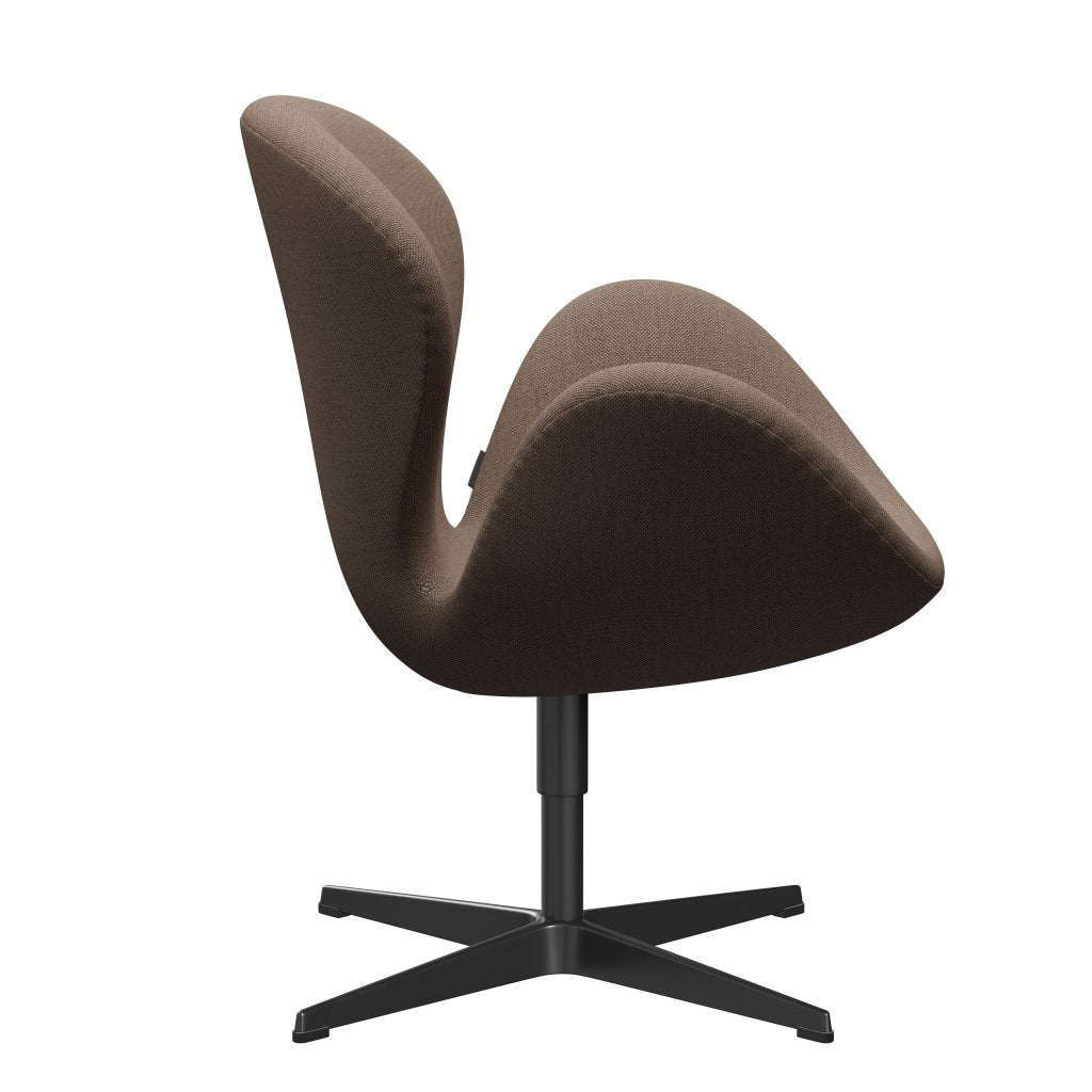 Fritz Hansen Swan Lounge Chair, Black Lackered/Sunniva Chocolate/Tan
