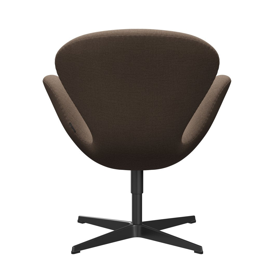 Fritz Hansen Swan Lounge Stuhl, schwarzer lackierter/Sunniva -Schokolade/Bräune