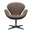 Fritz Hansen Swan休息室椅子，黑色漆/逊尼派巧克力/棕褐色