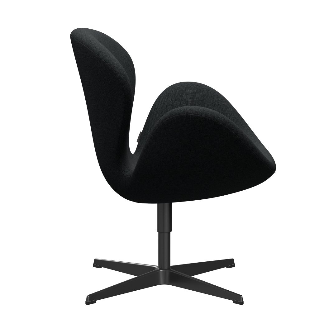 Fritz Hansen Swan Lounge -tuoli, musta lakattu/sunniva musta/tummanharmaa