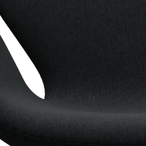 Fritz Hansen Chaise salon de cygne, noir laqué / sunniva noir / gris foncé