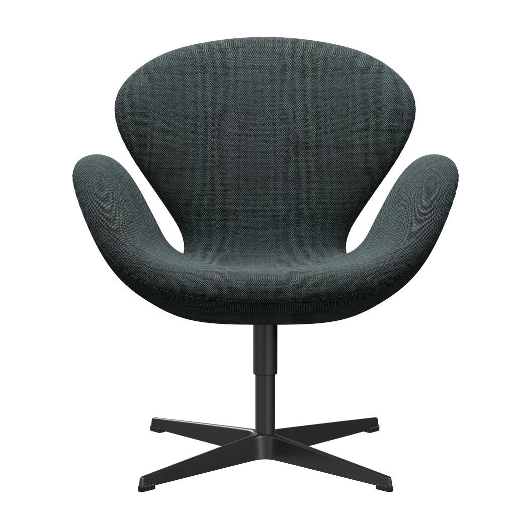 Fritz Hansen Swan Lounge -stol, svart lackerad/sunniva svart/ljusblå