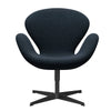 Fritz Hansen Swan Lounge Chair, Black Lacked/Sunniva Black/Marine