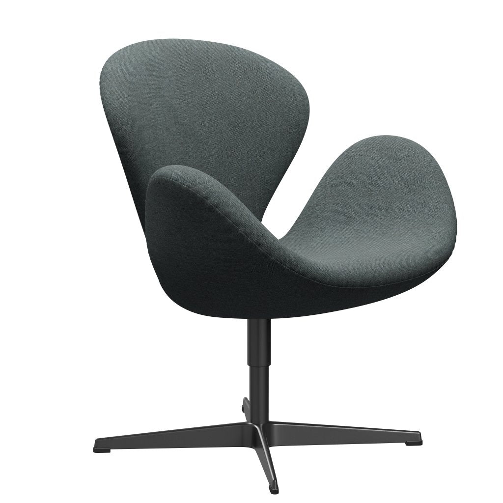 Fritz Hansen Swan Lounge Stuhl, schwarzer lackierter/sunniva stahl grau
