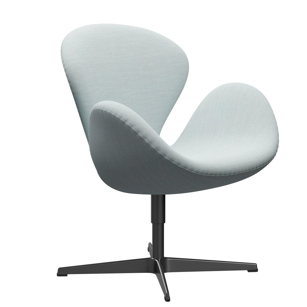 Fritz Hansen Swan Lounge stoel, zwart gelakt/sunniva wit/lichtblauw