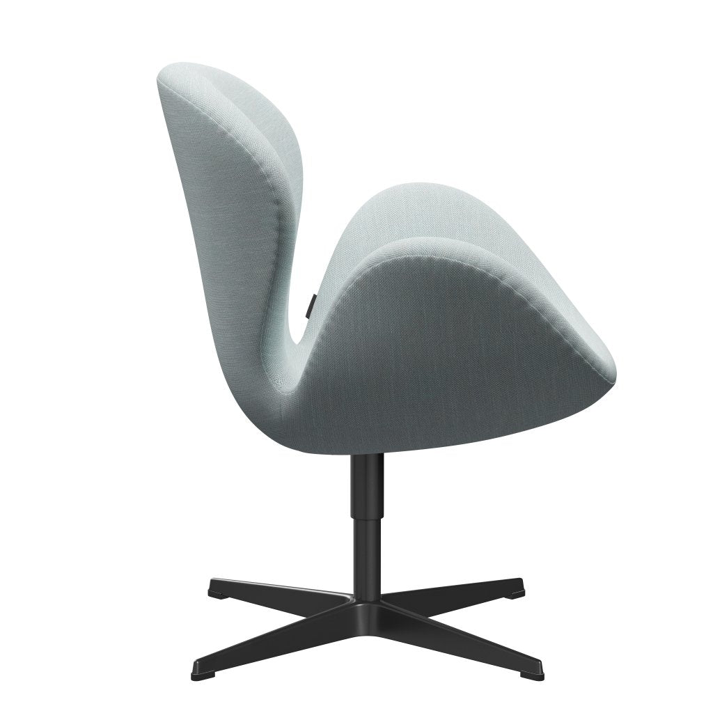 Fritz Hansen Swan休息室椅子，黑色漆/逊尼派白色/浅蓝色
