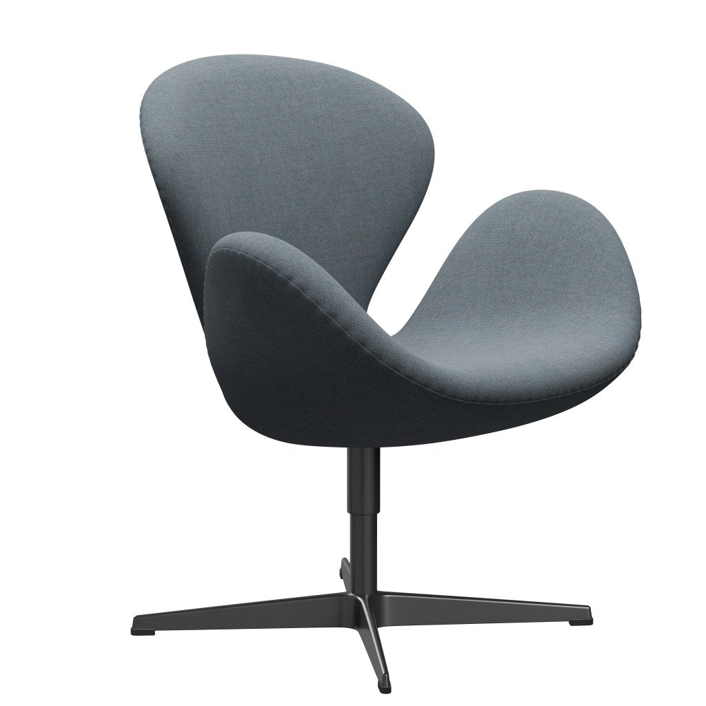 Fritz Hansen Swan Lounge -stoel, zwart gelakt/sunniva zachtblauw