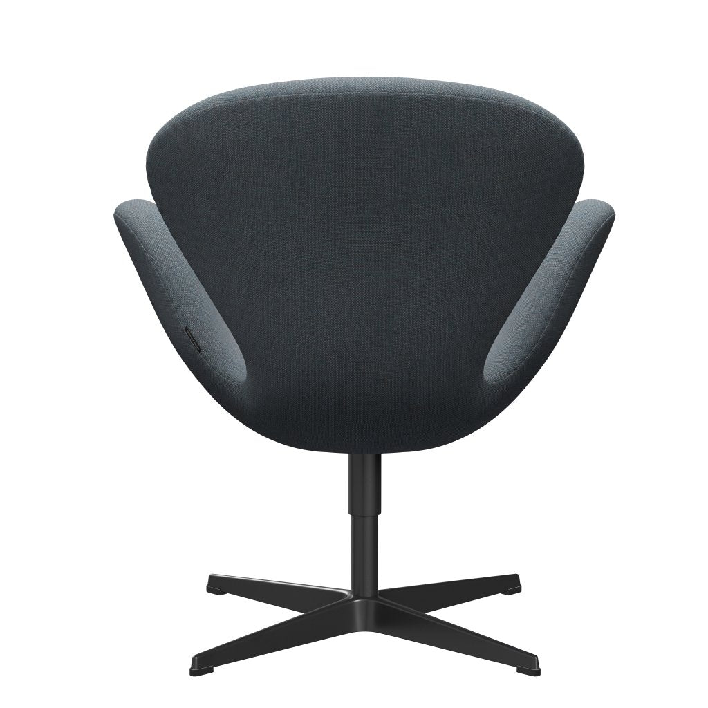 Fritz Hansen Swan休息室椅子，黑色漆/逊尼瓦软蓝色