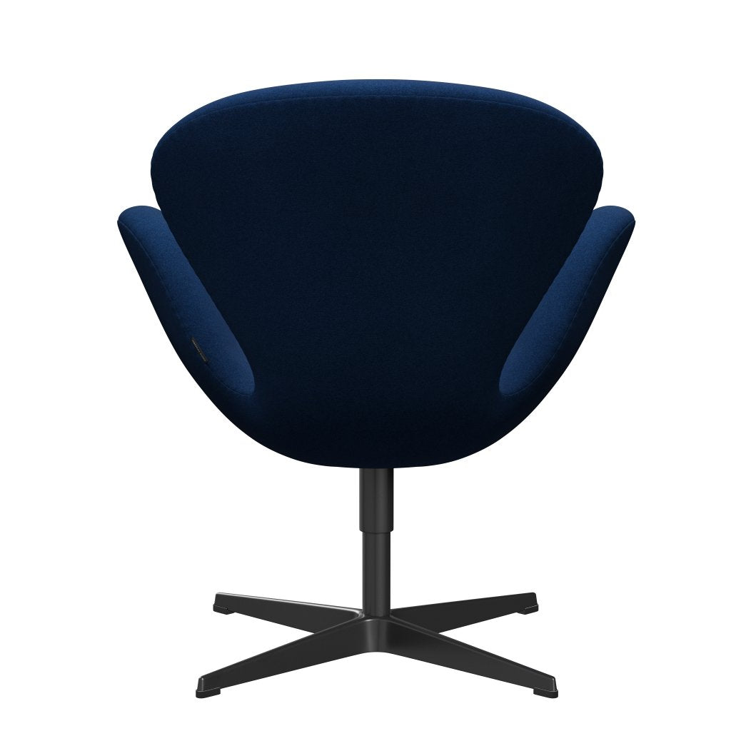 Fritz Hansen Swan Lounge Stuhl, schwarzer lackierter/tonus dunkler Korallenblau